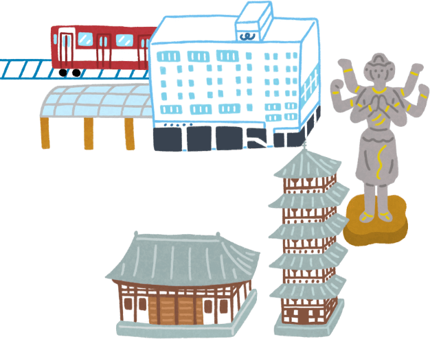 近鉄奈良駅ビル／阿修羅像／興福寺／五重塔