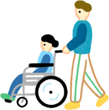 車いすを押す観光客