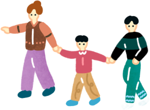 山登りをする家族